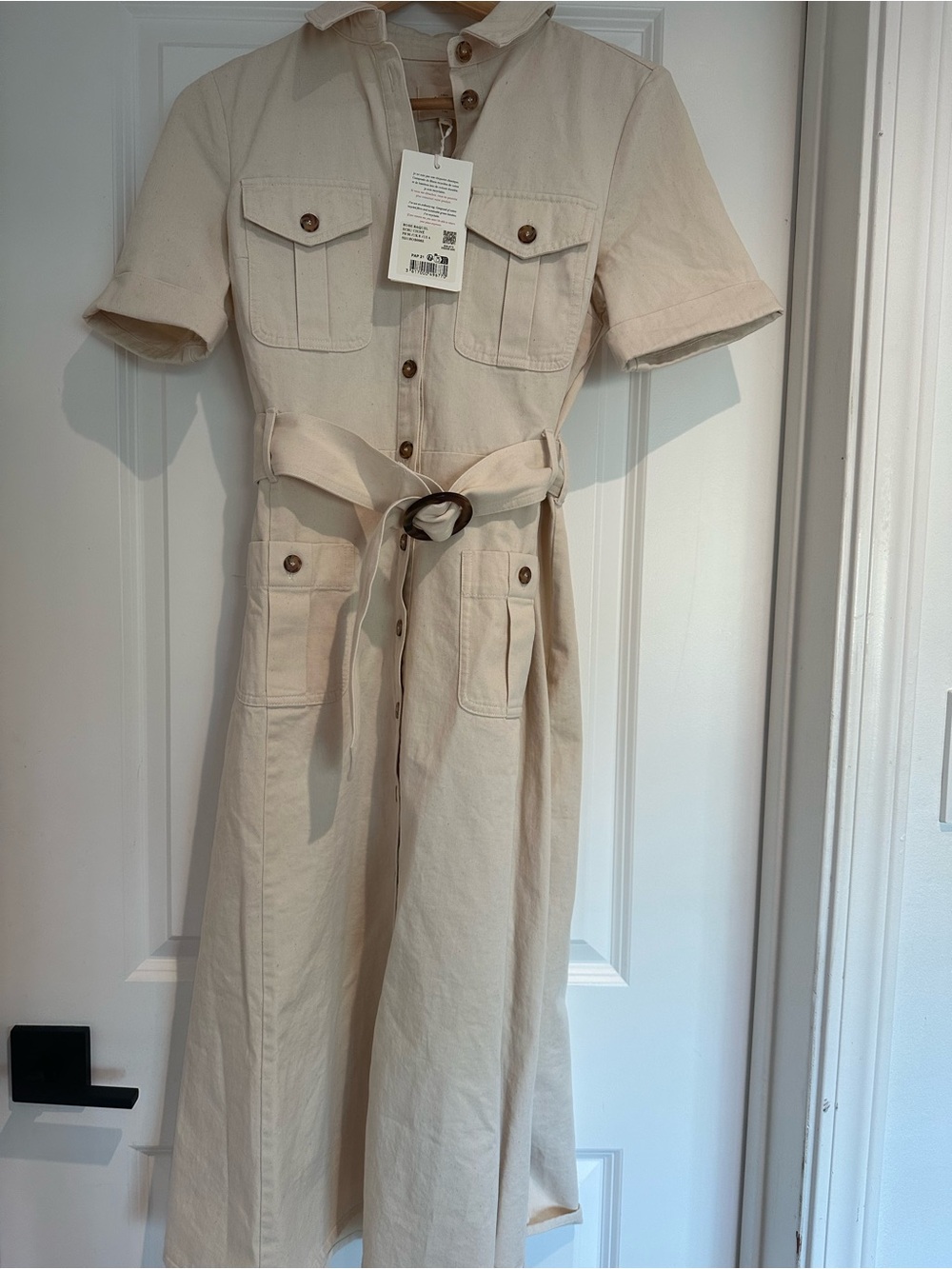Sezane Raquel NWT Mottled Ecru Dress 36 - Picture 3 of 3